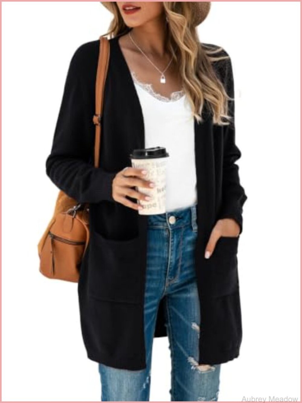 Oversized Open Front Cardigan Sweater Long Sleeve Knit Duster with Pockets